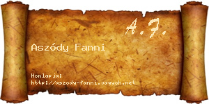 Aszódy Fanni névjegykártya