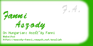 fanni aszody business card